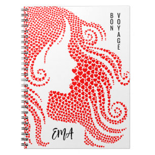 Bon Voyage Frauen-Silhouette in Monogramm "Rotes H Notizblock