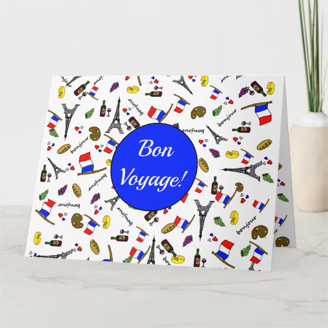 Bon Voyage French Themed Greetings Card Karte (Vorderseite)