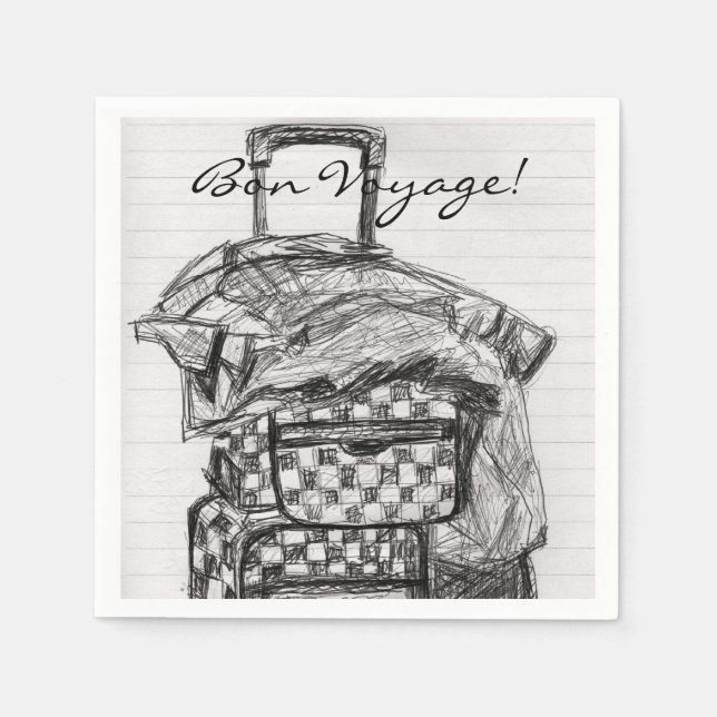 Bon Voyage Gepäckpapier Napkin Serviette (Vorderseite)