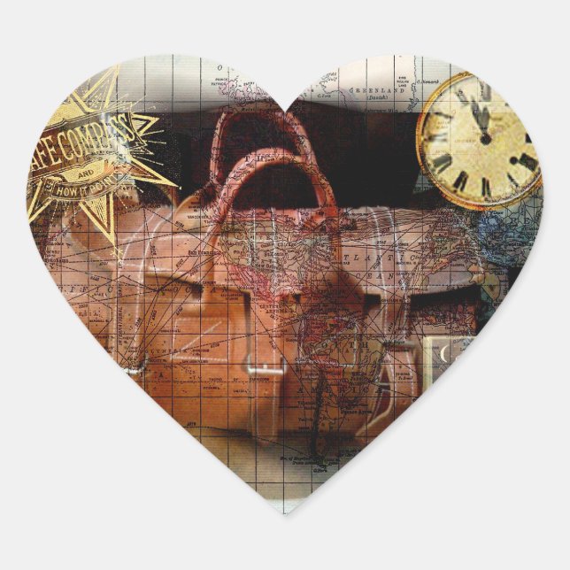 Bon Voyage Herz-Aufkleber (Vorderseite)