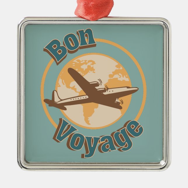 Bon Voyage Lassen Sie uns das Weltdesign bereisen Ornament Aus Metall (Vorne)
