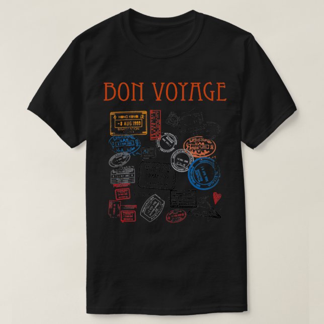 Bon Voyage Vacacation Travel Briefmarke T-Shirt (Design vorne)