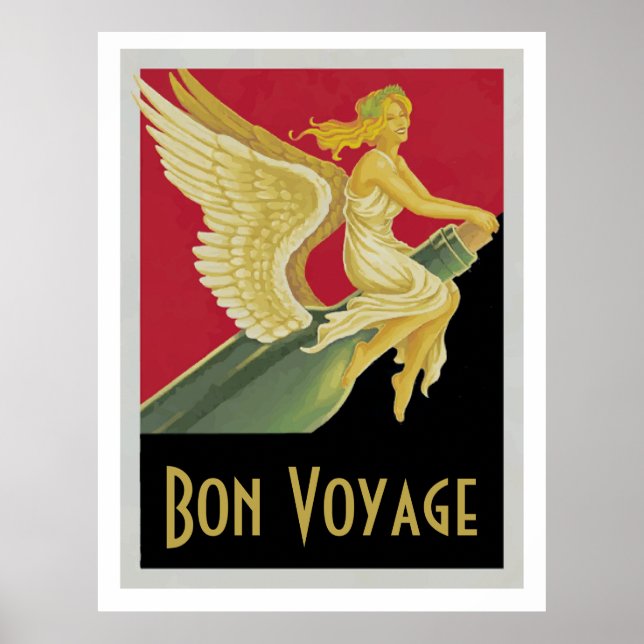 Bon Voyage Vintage Posters, Text personalisieren Poster (Vorne)