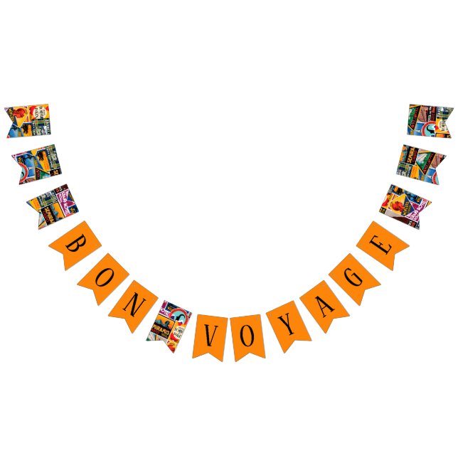 Bon Voyage Vintage Travel Labels Jagdflaggen Wimpelkette (Alle)