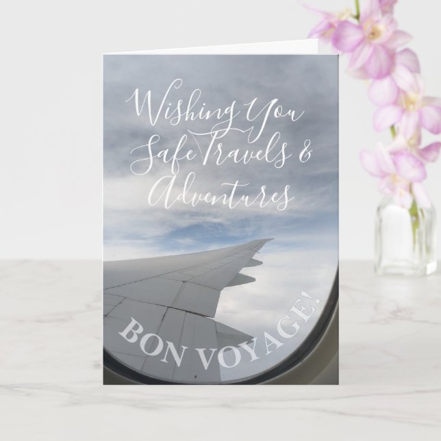 Bon Voyage! Window Seat Happy Travels Wishes Karte (Orchidee)