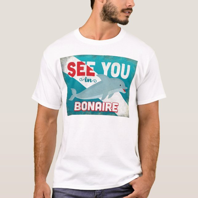 Bonaire Dolphin - Retro Vintage Travel T-Shirt (Vorderseite)