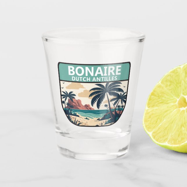 Bonaire Dutch Antilles Retro Emblem Schnapsglas (Vorderseite)