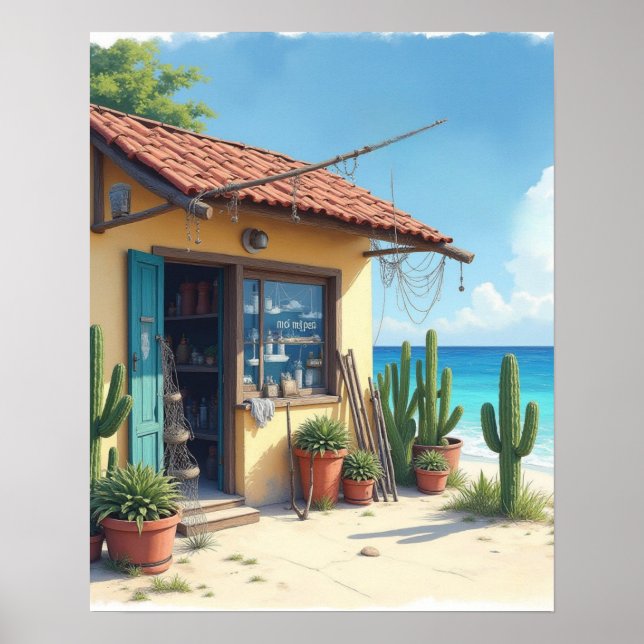 Bonaire Fischhütte ausverkauft Poster (Vorne)