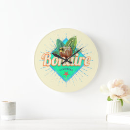 Bonaire Karibik Retro Urlaub Vintage Insel Große Wanduhr