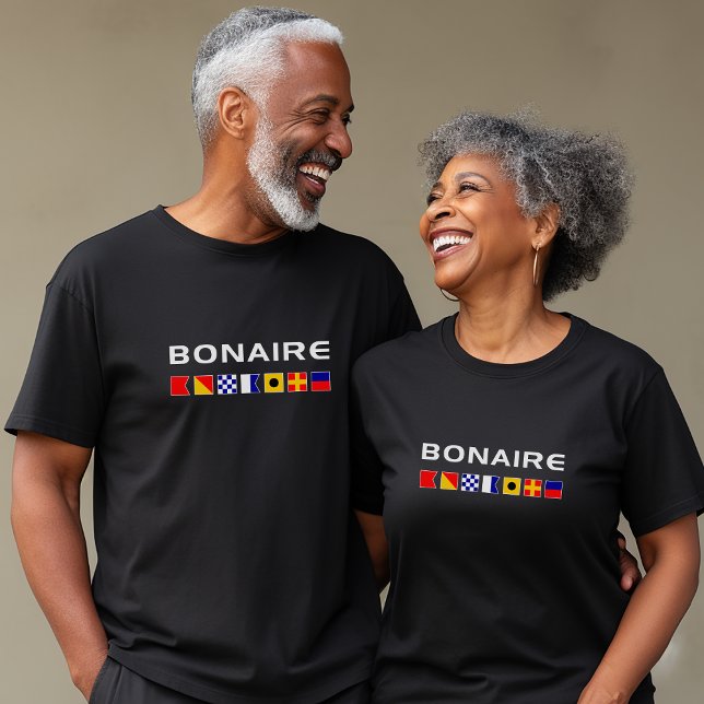 Bonaire Nautical Maritime Sailing Flags Dark Color T-Shirt (Von Creator hochgeladen)