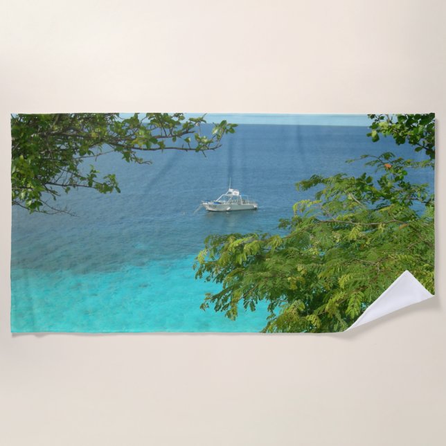Bonaire Ocean View mit Bootstücher Strandtuch (Vorderseite)