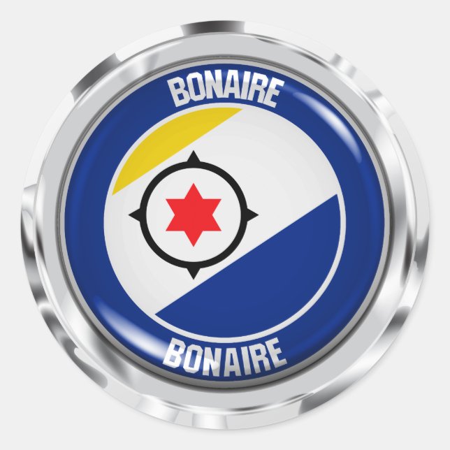 Bonaire Round Emblem Runder Aufkleber (Vorderseite)