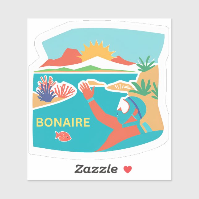 Bonaire tauchen glücklich aufkleber (Blatt)