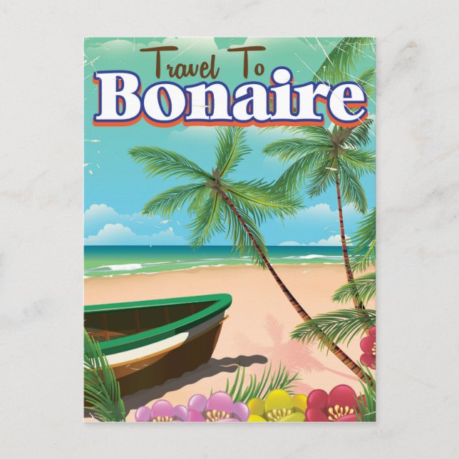 Bonaire Vintage Reise Poster Kunst. Postkarte (Vorderseite)