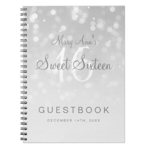Bonbon16 Guestbook silbernes Bokeh Schein-Licht Notizblock