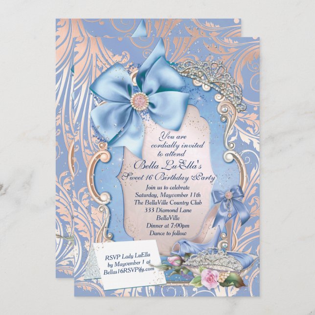 Bonbon 16 Quinceanera Party Einladungen (Vorne/Hinten)