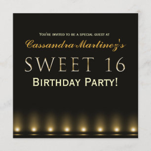 BONBON 16 schwarze Goldhollywood-Party Einladung