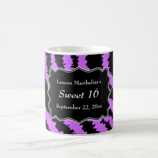 Bonbon 16 schwarzes und lila Zebra-Muster Tasse