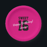 Bonbon 16 sechzehn pappteller<br><div class="desc">Bonbon 16 sechzehn Geburtstags-Partyrosa und schwarzer NeonTeller. WegwerfPartyversorgungen für Mädchen sechzehnten Geburtstag. Personalizable Glückwünsche Mitteilung und Name des Kindes.</div>