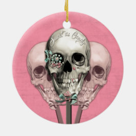 Bonbon als Süßigkeits-Lutscherschädel im Rosa Keramikornament