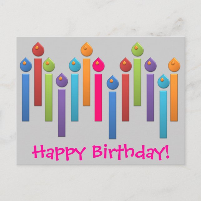 BonBon Party Rainbow Happy Birthday Postcard Einladungspostkarte (Vorderseite)