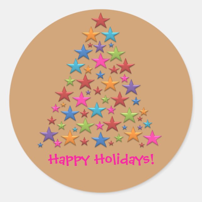 BonBon Rainbow Weihnachtsbaum Farbige Stickers (Vorderseite)