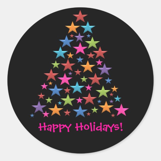 BonBon Rainbow Weihnachtsbaum Farbige Stickers (Vorderseite)