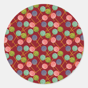 Bonbonmuster   Lollenmuster   Lollipop 10 Runder Aufkleber