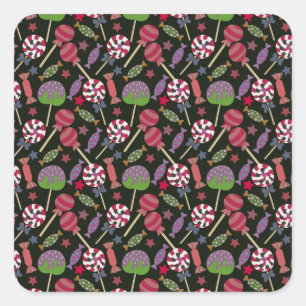 Bonbonmuster Lollenmuster Lollipop 16 Quadratischer Aufkleber