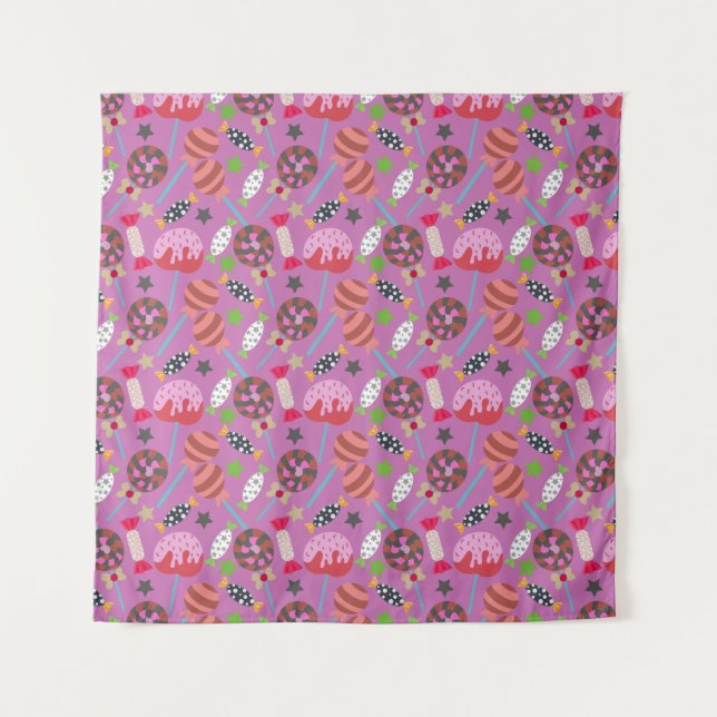 Bonbonmuster | Lollenmuster | Lollipop 19 Wandteppich (Vorderseite)