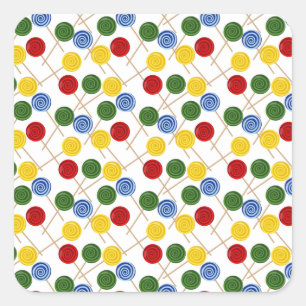 Bonbonmuster Lollenmuster Lollipop 21 Quadratischer Aufkleber