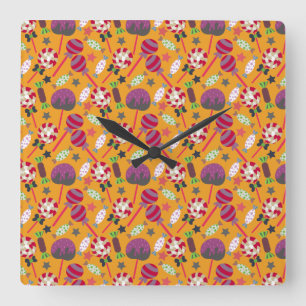 Bonbonmuster Lollenmuster Lollipop 23 Quadratische Wanduhr