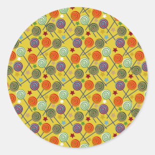 Bonbonmuster Lollenmuster Lollipop 30 Runder Aufkleber