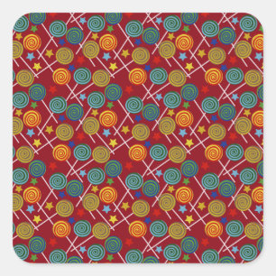 Bonbonmuster Lollenmuster Lollipop 32 Quadratischer Aufkleber