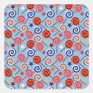 Bonbonmuster Lollenmuster Lollipop 40 Quadratischer Aufkleber