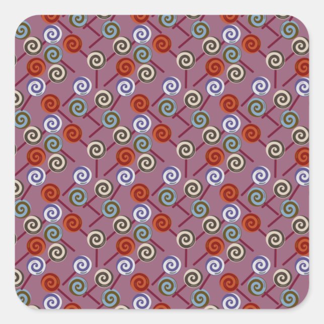 Bonbonmuster | Lollenmuster | Lollipop 49 Quadratischer Aufkleber (Vorderseite)