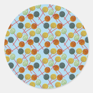 Bonbonmuster Lollenmuster Lollipop 5 Runder Aufkleber