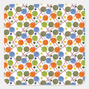 Bonbonmuster   Lollenmuster   Lollipop 61 Quadratischer Aufkleber