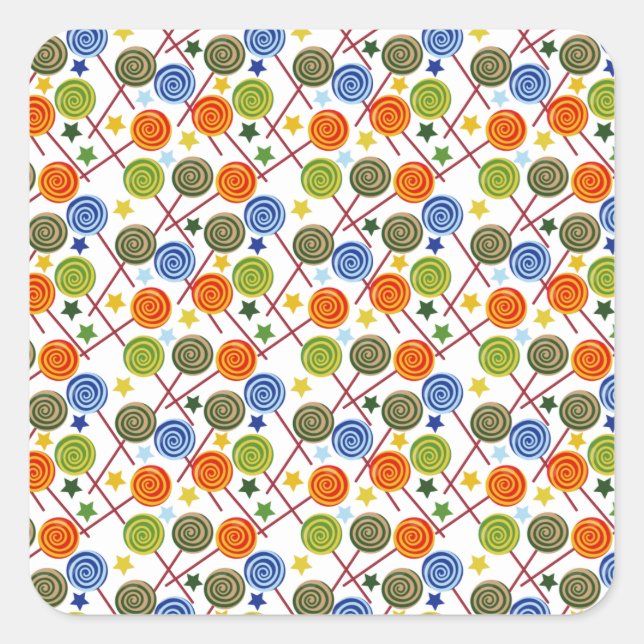 Bonbonmuster | Lollenmuster | Lollipop 61 Quadratischer Aufkleber (Vorderseite)