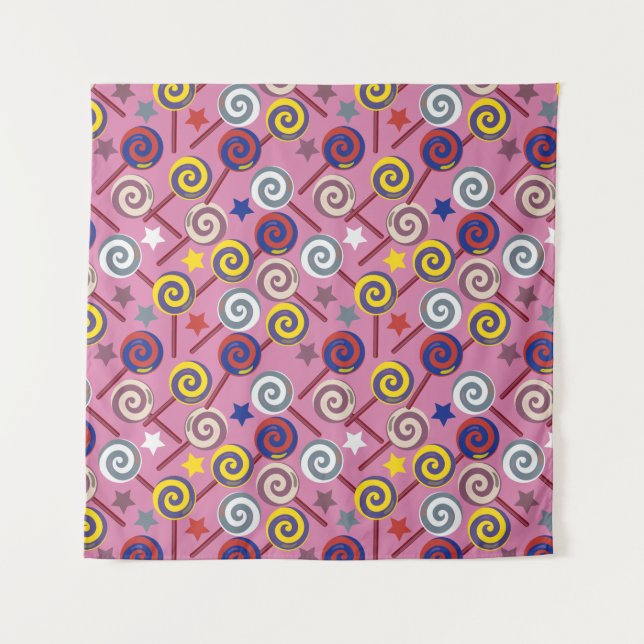 Bonbonmuster | Lollenmuster | Lollipop 7 Wandteppich (Vorderseite)