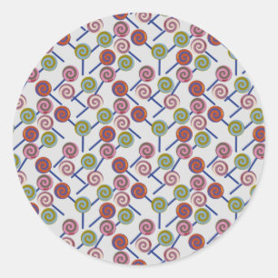 Bonbonmuster Lollenmuster Lollipop 8 Runder Aufkleber
