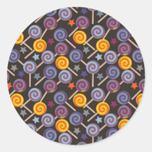 Bonbonmuster   Lollenmuster   Lollipop 9 Runder Aufkleber