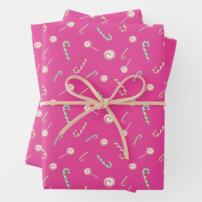 Bonbons auf Rosa Geschenkpapier Set (Beispiel)