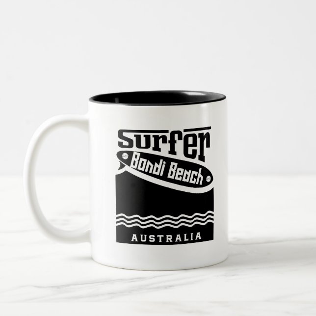 bondi 10 Strand-Surferfreier raum Zweifarbige Tasse (Links)