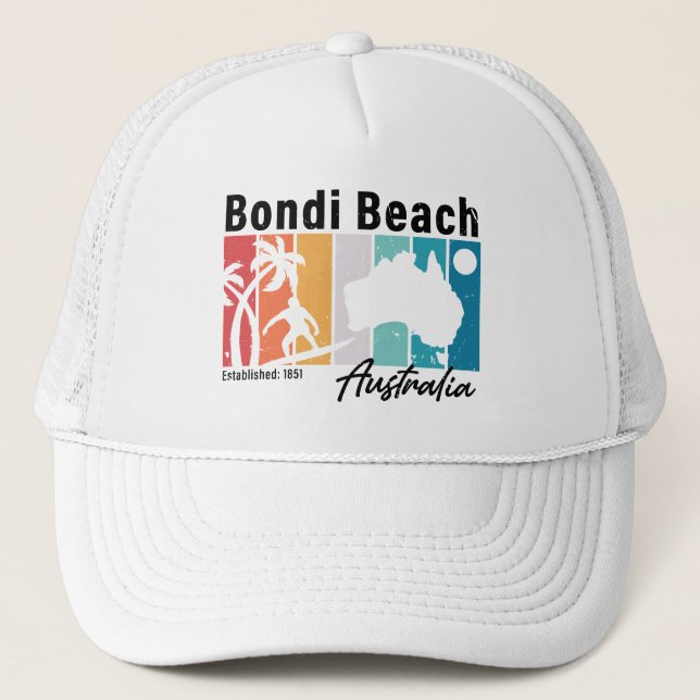 Bondi beach Australia Vintag Retro Souvenirs 80er Truckerkappe (Vorderseite)