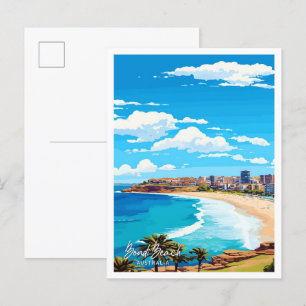 Bondi Beach Australien Reise Vintage-Illustration Postkarte