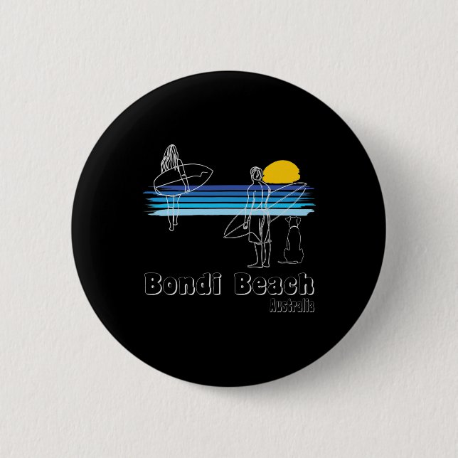 Bondi Beach Australien, Surferstrand Surfer-Typ Mi Button (Vorderseite)