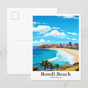Bondi Beach Australien Vintage Reiseillustration Postkarte