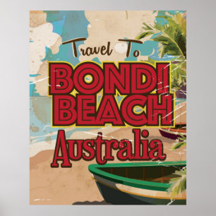 Bondi Beach Australien Vintage-Urlaubsposter Poster