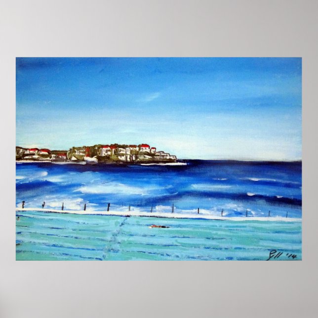 Bondi Beach Icebergs..Meine Fahne ist blau Poster (Vorne)